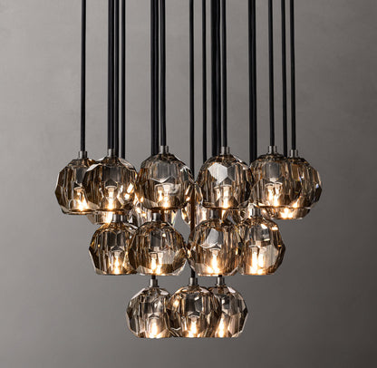 Boule De Cristal Smoke Glass Round Cluster Chandelier 24"