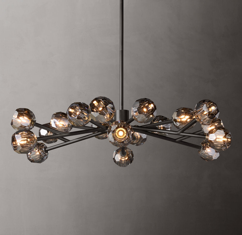 Crystal Globe Smoked Glass Circular Chandelier 48"