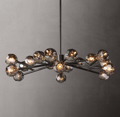 Crystal Globe Smoked Glass Circular Chandelier 48"