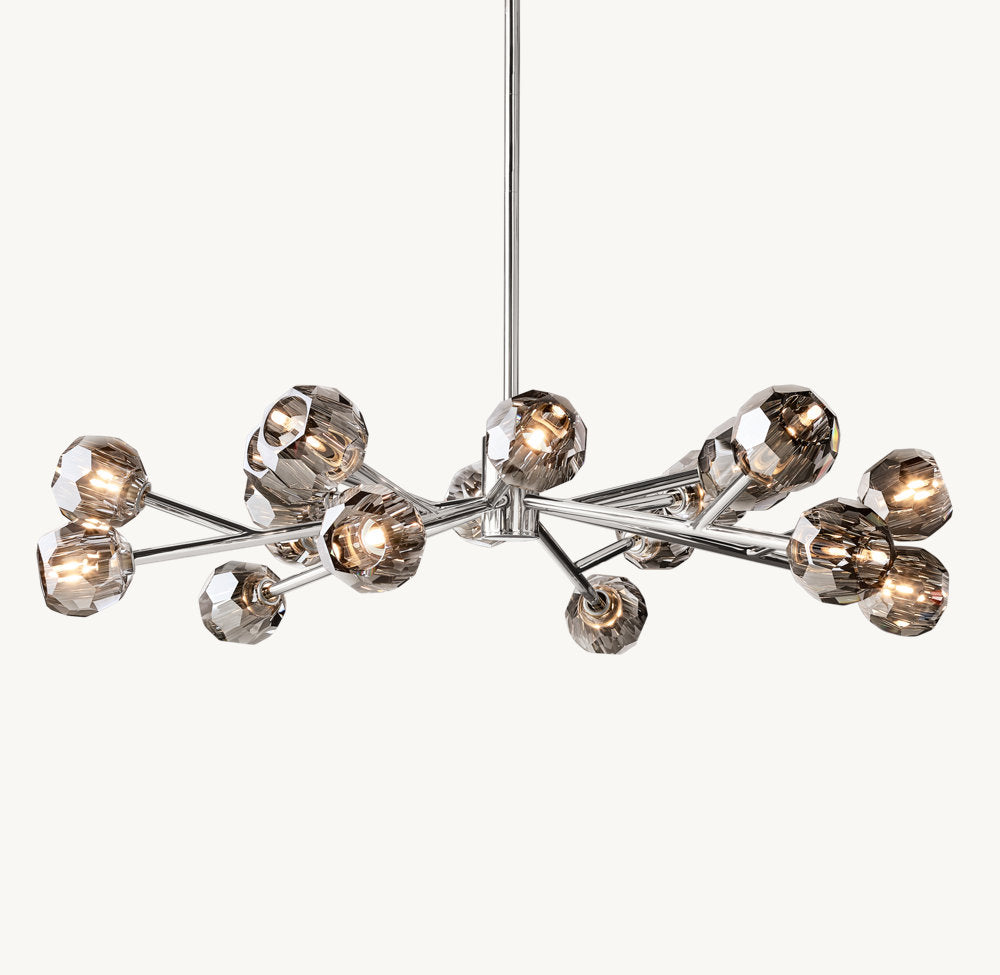 Crystal Globe Smoked Glass Circular Chandelier 48"