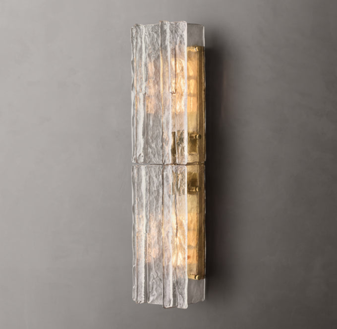 Grid Pattern Clear Glass Wall Sconce 30"