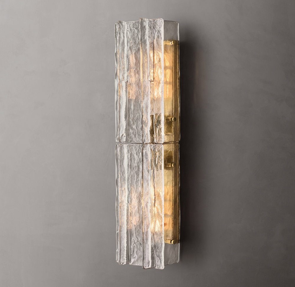 Grid Pattern Clear Glass Wall Sconce 30"