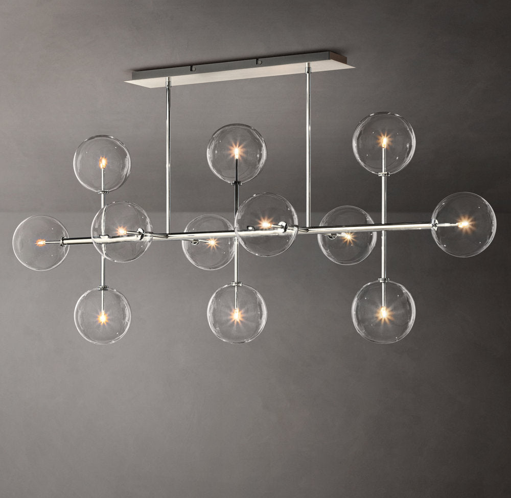 Glass Orbital Mobile Linear Chandelier