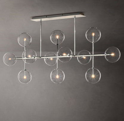 Glass Orbital Mobile Linear Chandelier