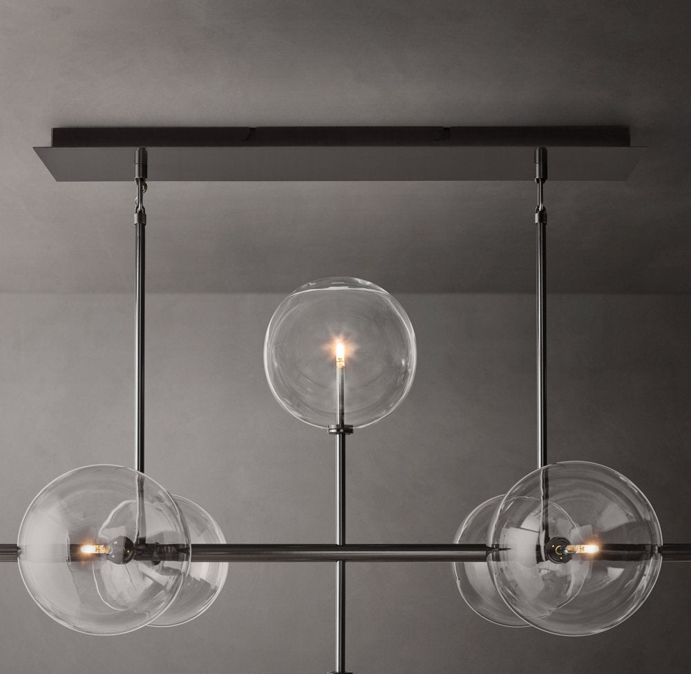 Glass Orbital Mobile Linear Chandelier
