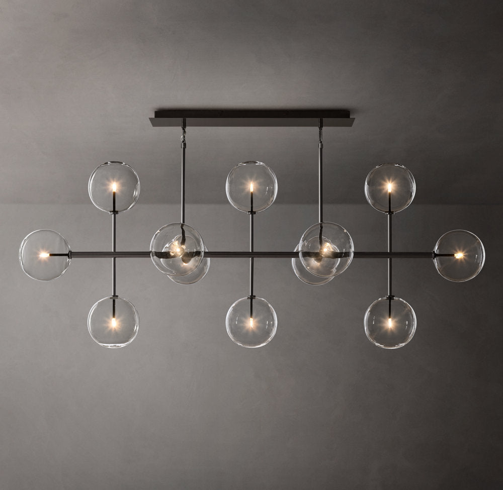 Glass Orbital Mobile Linear Chandelier