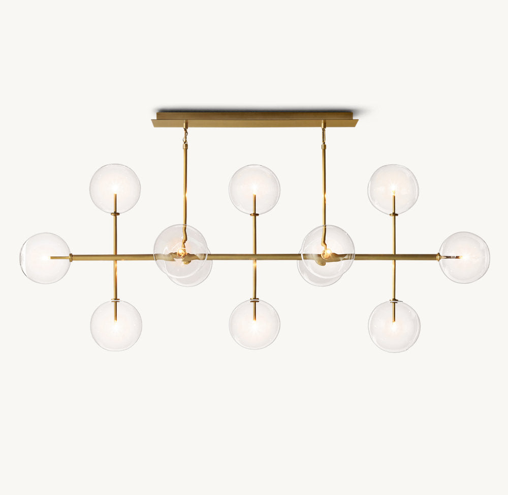 Glass Orbital Mobile Linear Chandelier