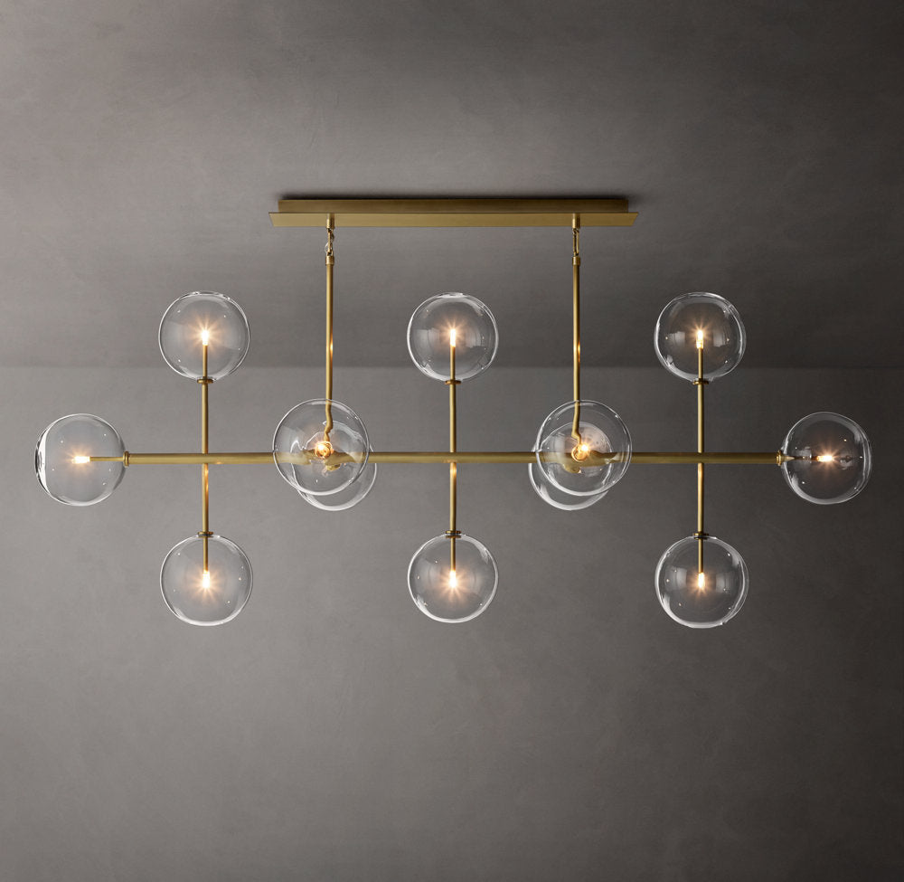 Glass Orbital Mobile Linear Chandelier