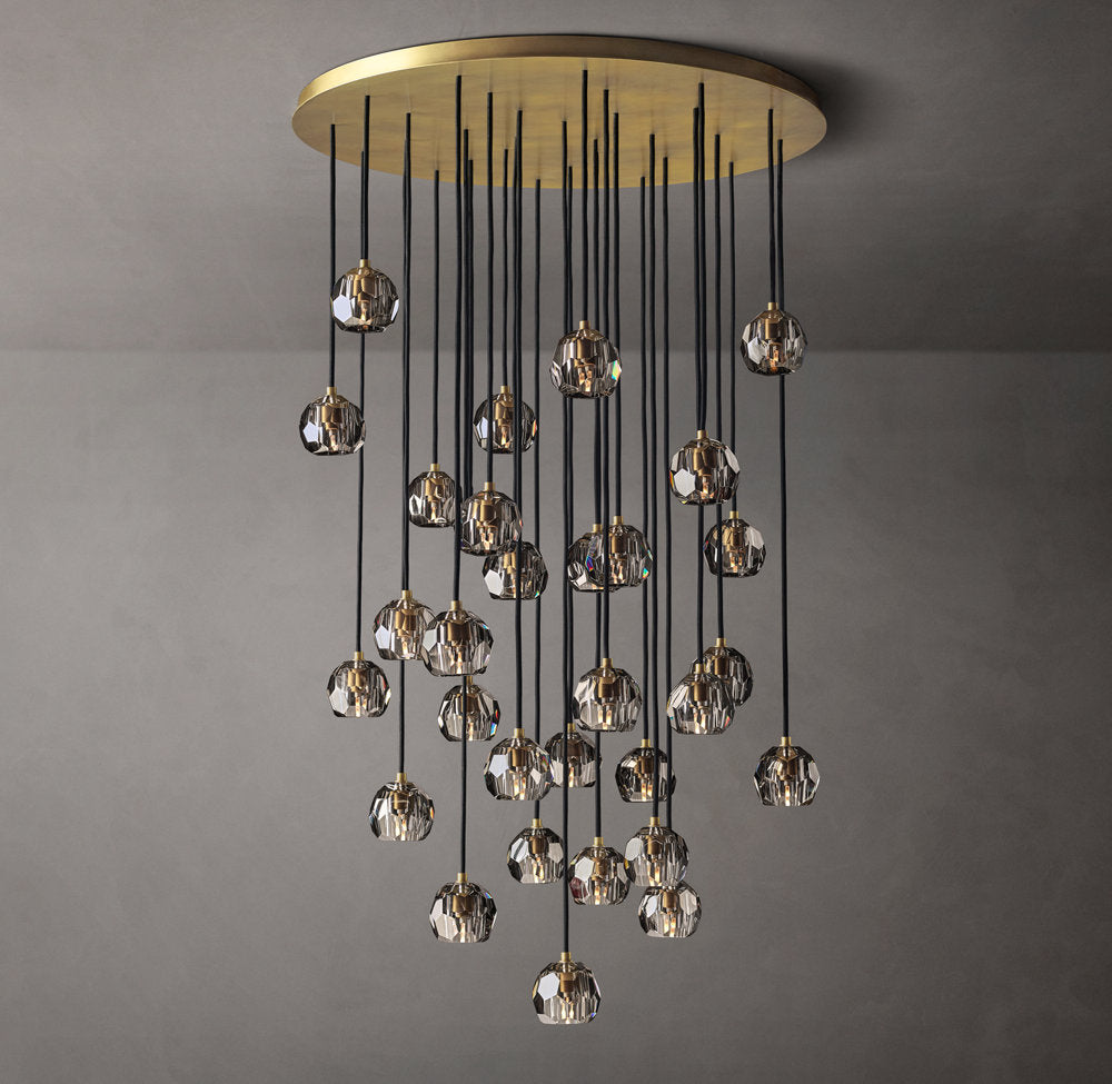 Boule De Cristal Smoke Glass Round Cluster Chandelier 40"