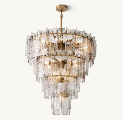 Lattice Clear Glass Tiered Round Chandelier 47"