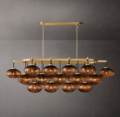 Cabrette Amber Glass Linear Chandelier 72"