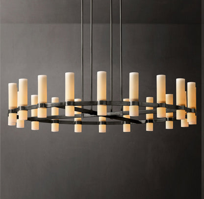 Ravelle Round Milk Glass Chandelier 60"