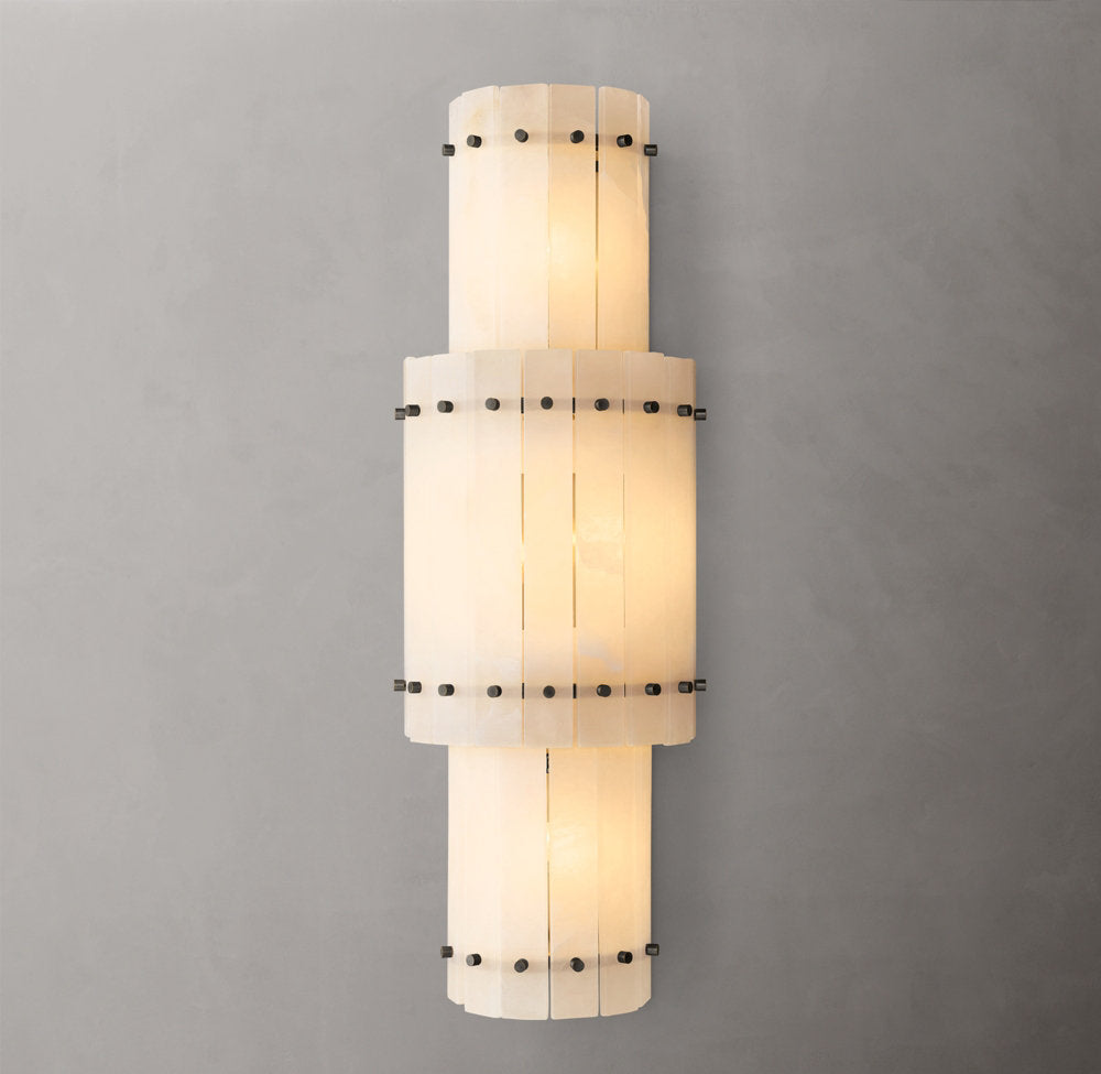St. Marco Ivory Alabaster Grand Round Wall Sconce