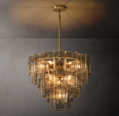 Lattice Smoke Glass Tiered Round Chandelier 36"