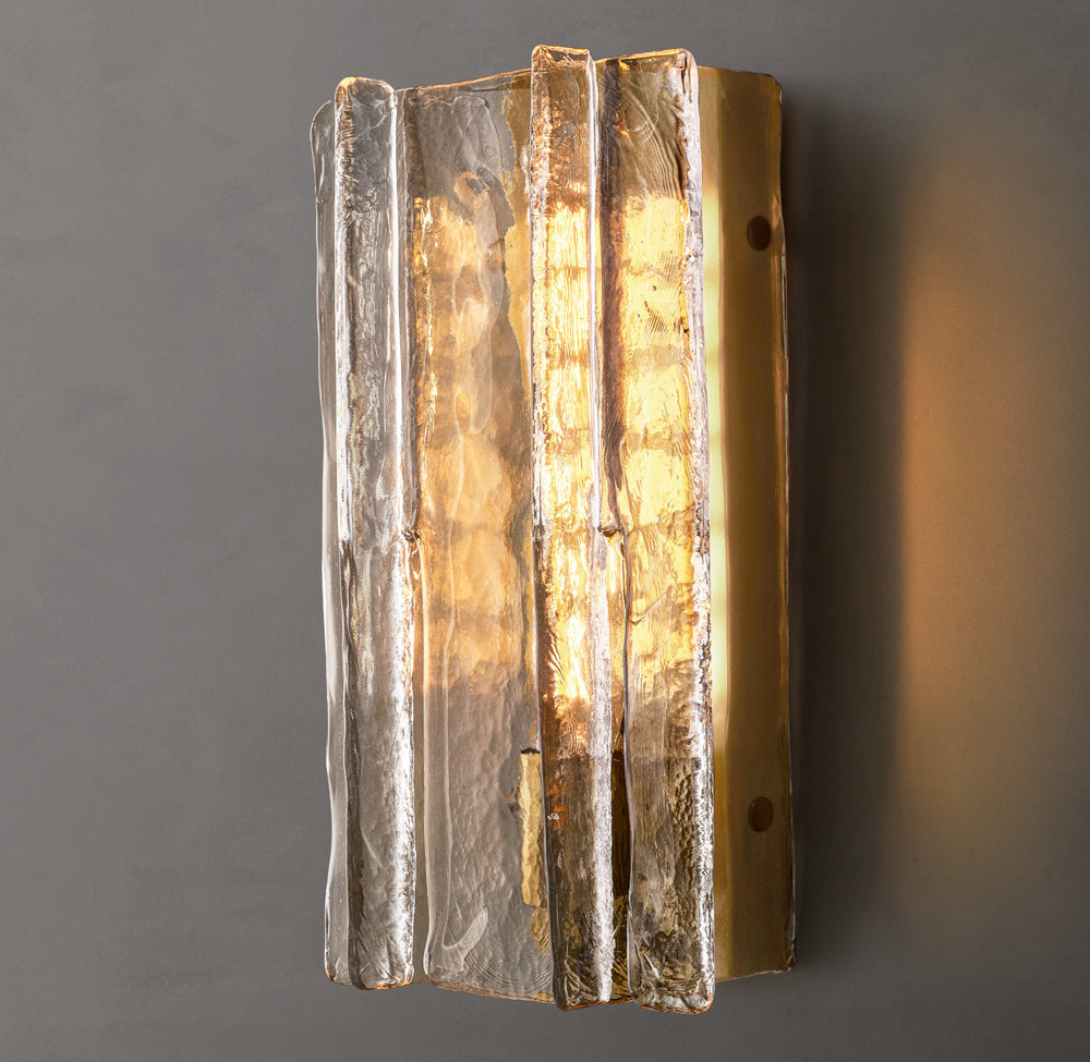 Lattice Pattern Clear Glass Wall Sconce 15"