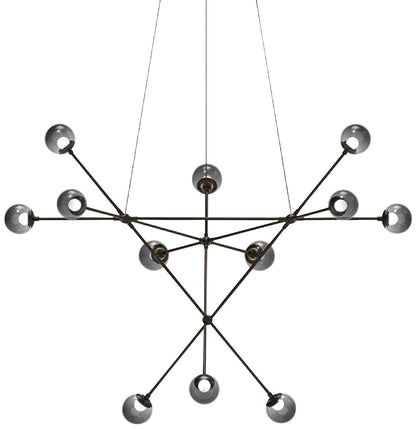 Proton 40" Wide Nickel and Smoke 12-Light LED Pendant Light