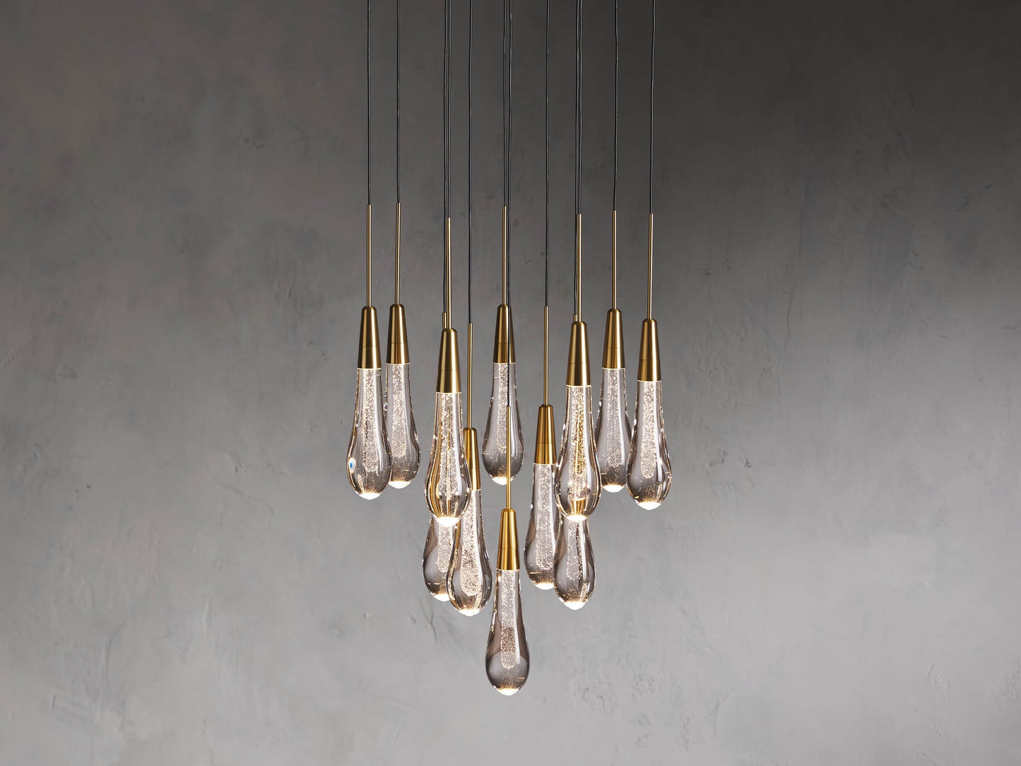 Rainfall Seeded Glass LED Chandelier
