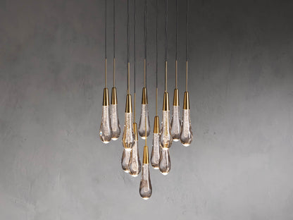 Rainfall Seeded Glass LED Chandelier