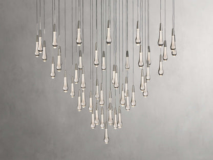 Rainfall Seeded Glass LED Chandelier