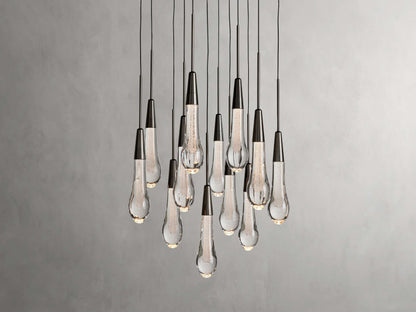 Rainfall Seeded Glass LED Chandelier