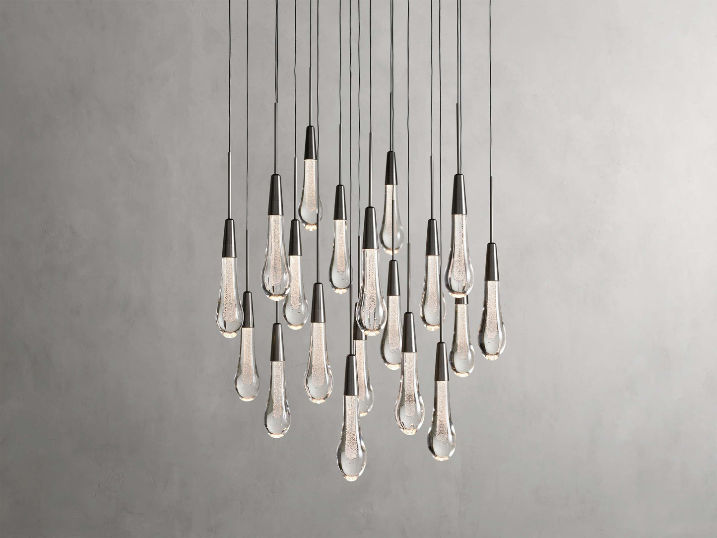 Rainfall Seeded Glass LED Chandelier