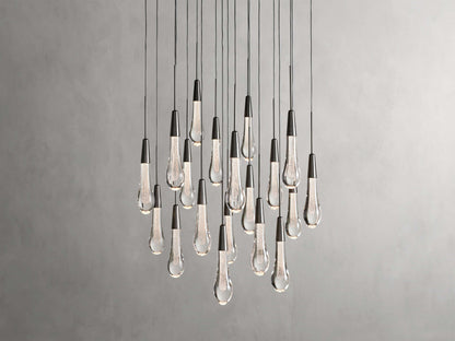 Rainfall Seeded Glass LED Chandelier