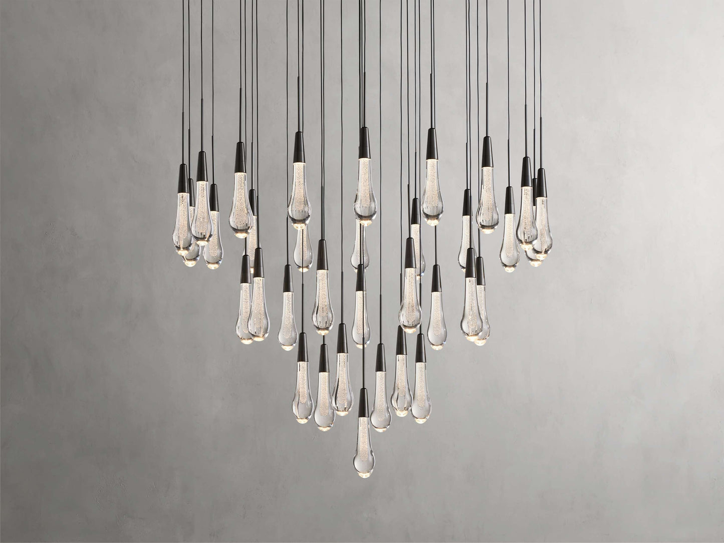 Rainfall Seeded Glass LED Chandelier