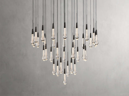 Rainfall Seeded Glass LED Chandelier