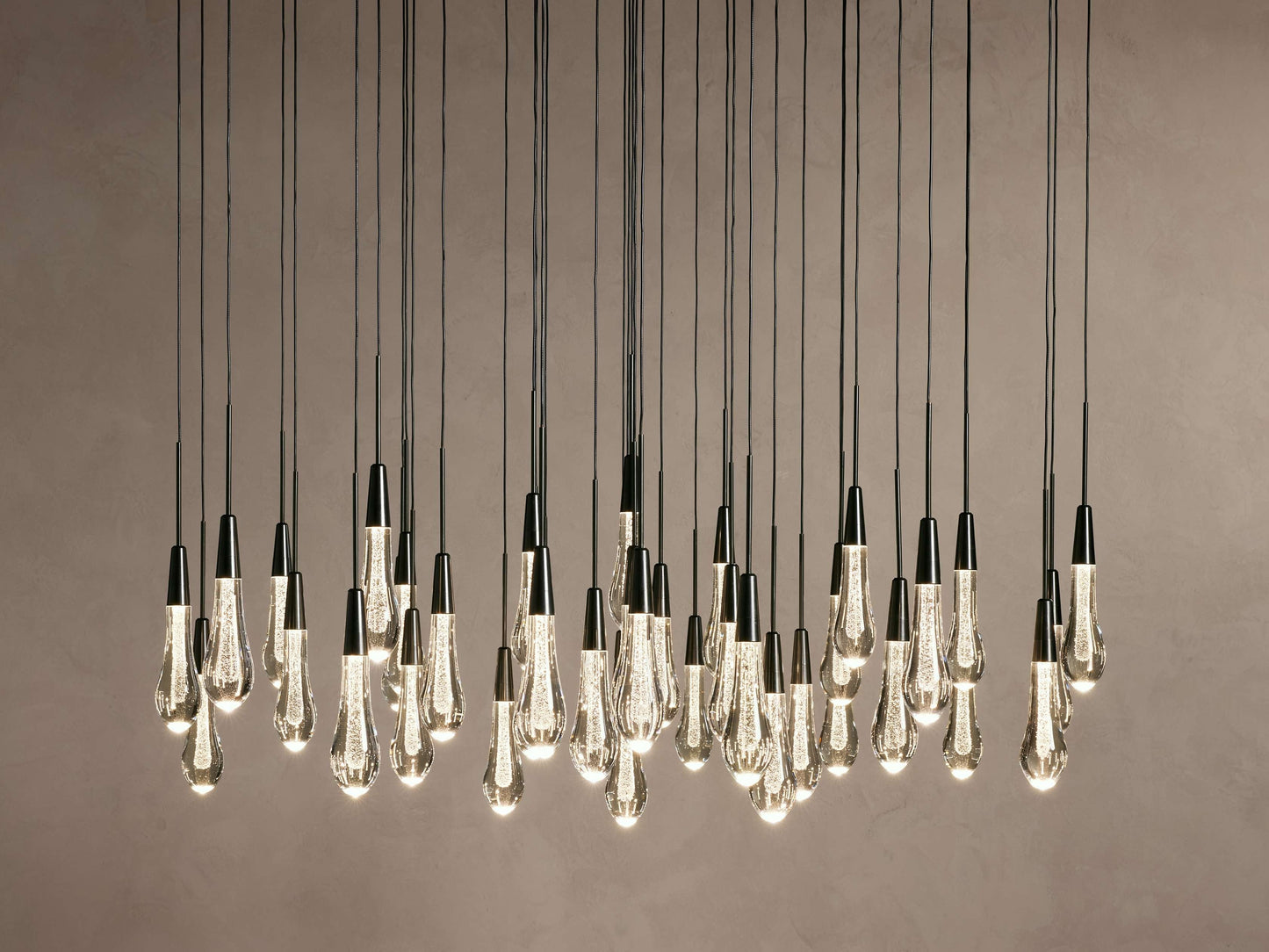 Rainfall Seeded Glass LED Chandelier