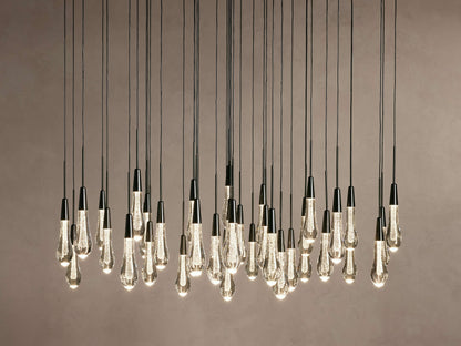 Rainfall Seeded Glass LED Chandelier
