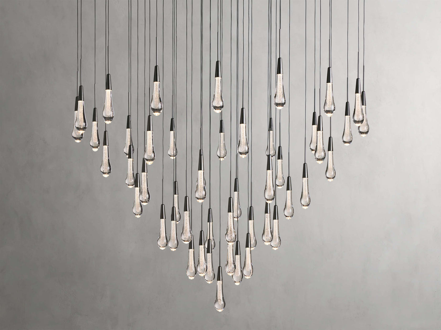 Rainfall Seeded Glass LED Chandelier