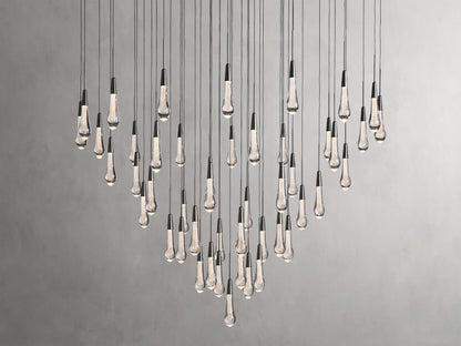 Rainfall Seeded Glass LED Chandelier