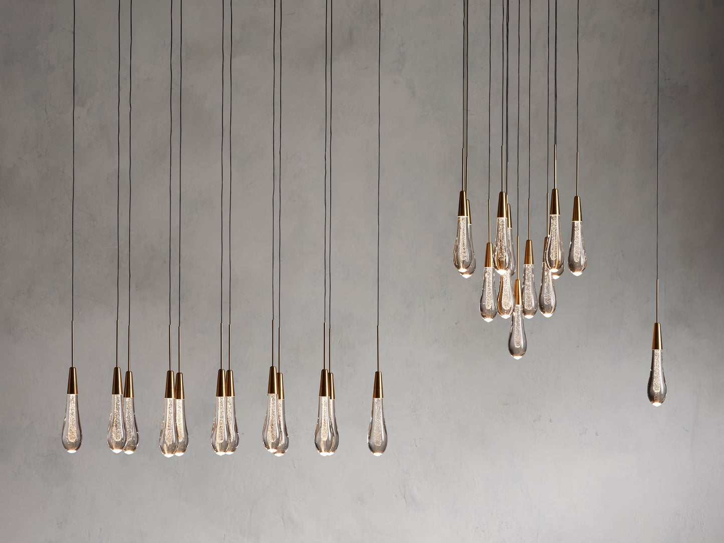 Rainfall Seeded Glass LED Chandelier