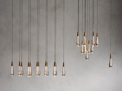 Rainfall Seeded Glass LED Chandelier