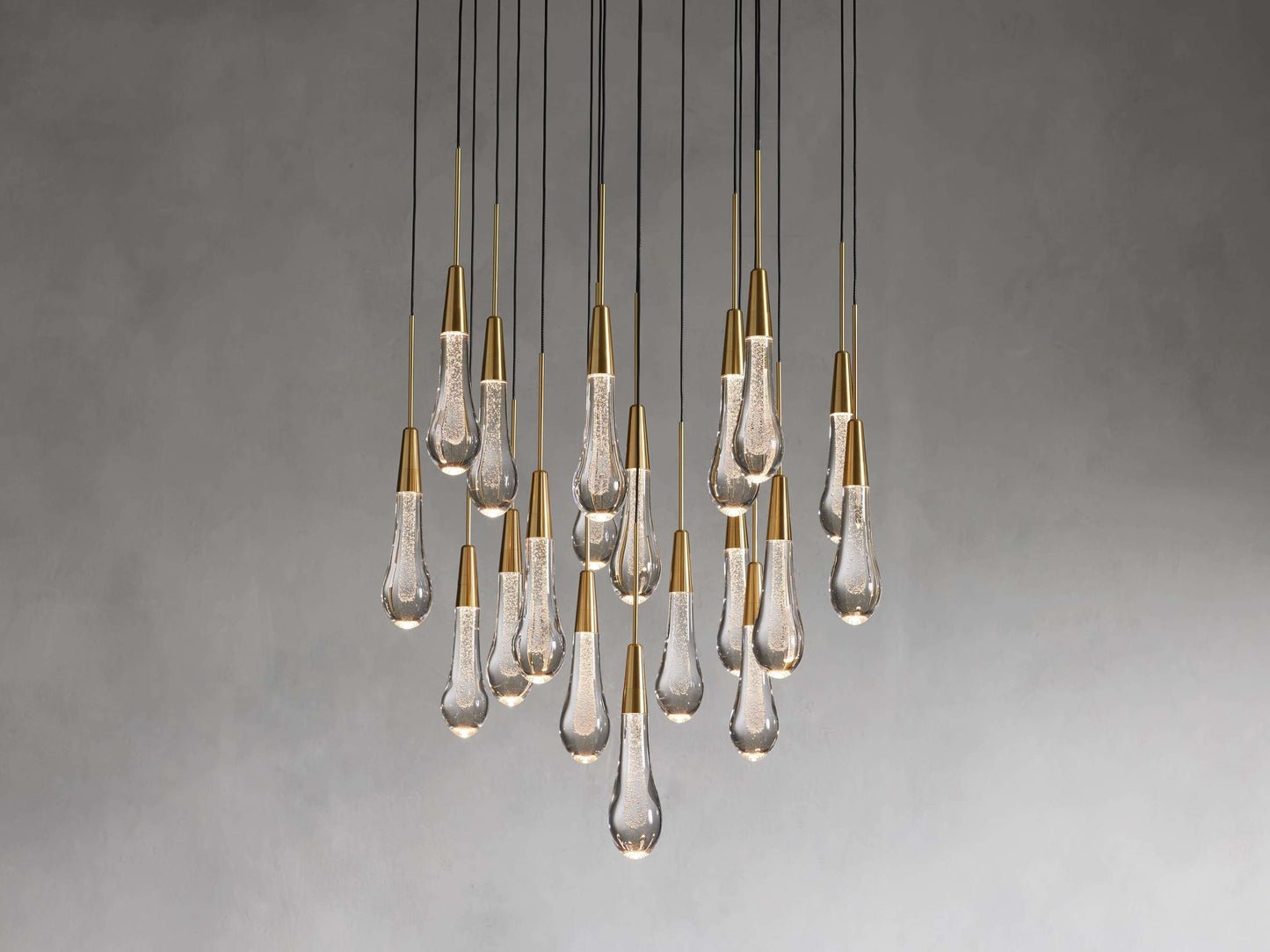 Rainfall Seeded Glass LED Chandelier