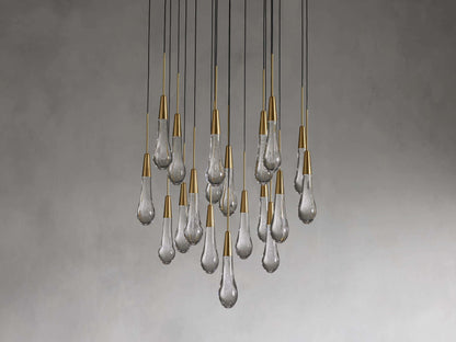 Rainfall Seeded Glass LED Chandelier