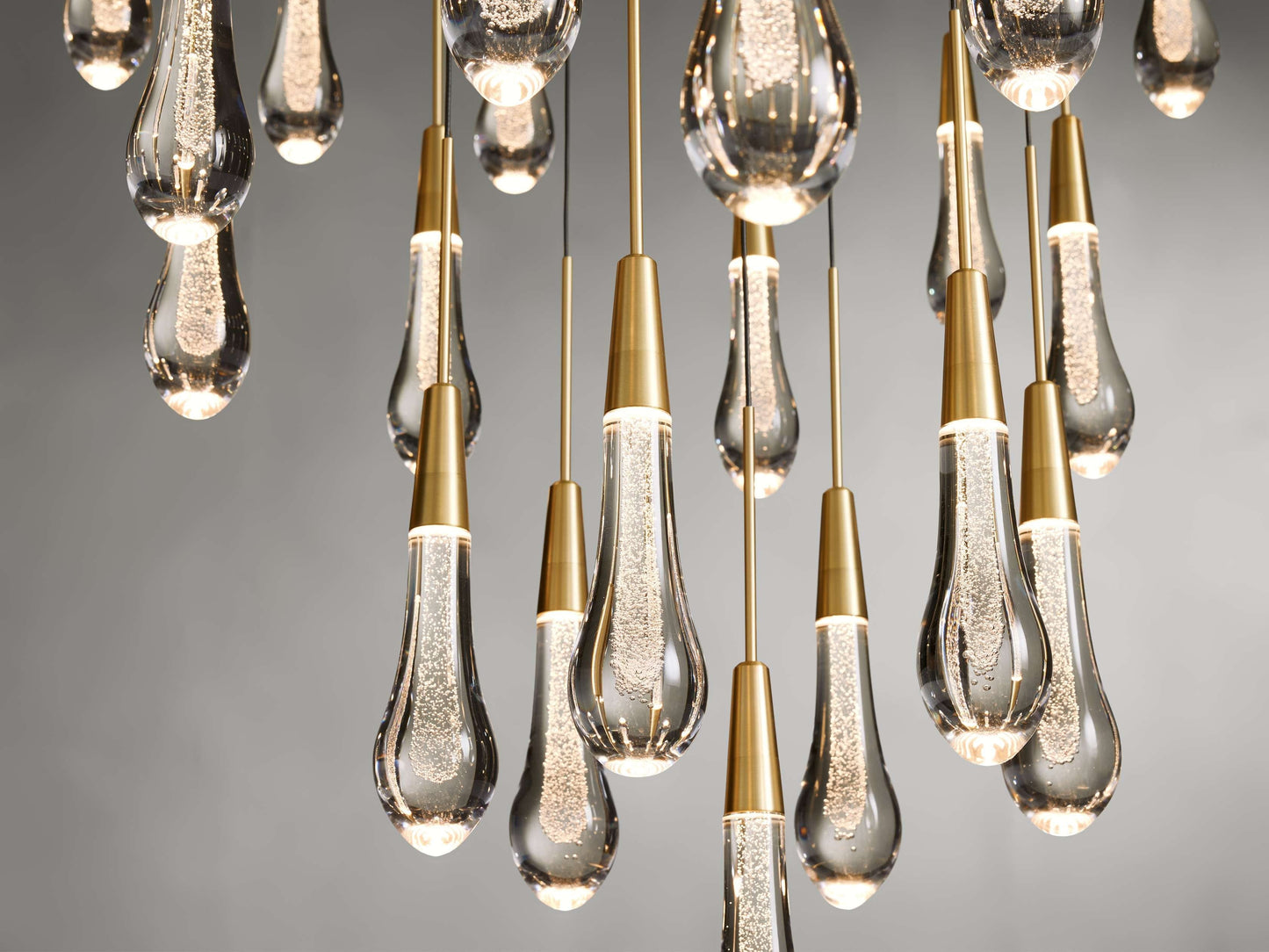 Rainfall Seeded Glass LED Chandelier