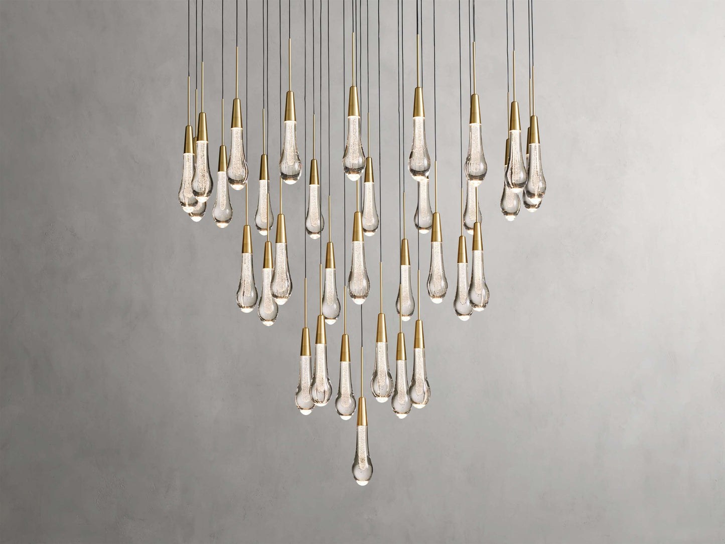 Rainfall Seeded Glass LED Chandelier