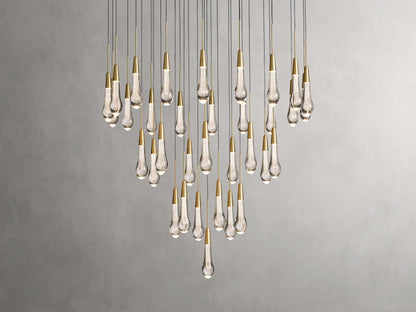 Rainfall Seeded Glass LED Chandelier