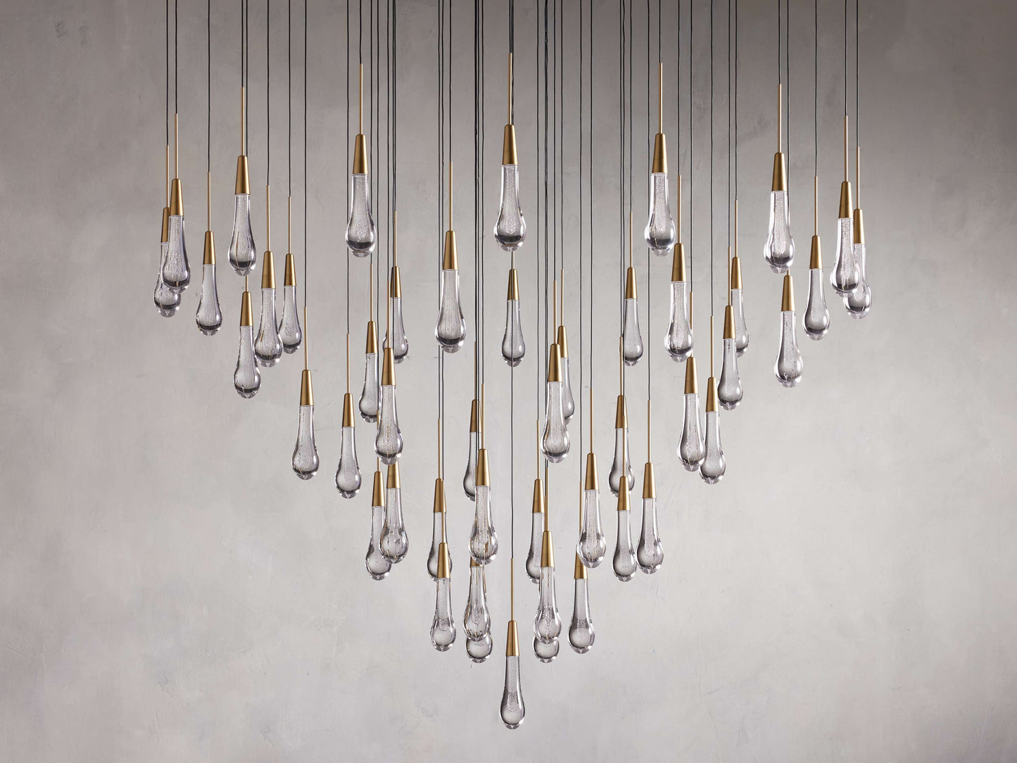 Rainfall Seeded Glass LED Chandelier