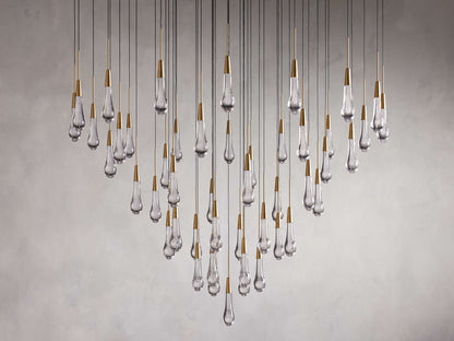 Rainfall Seeded Glass LED Chandelier