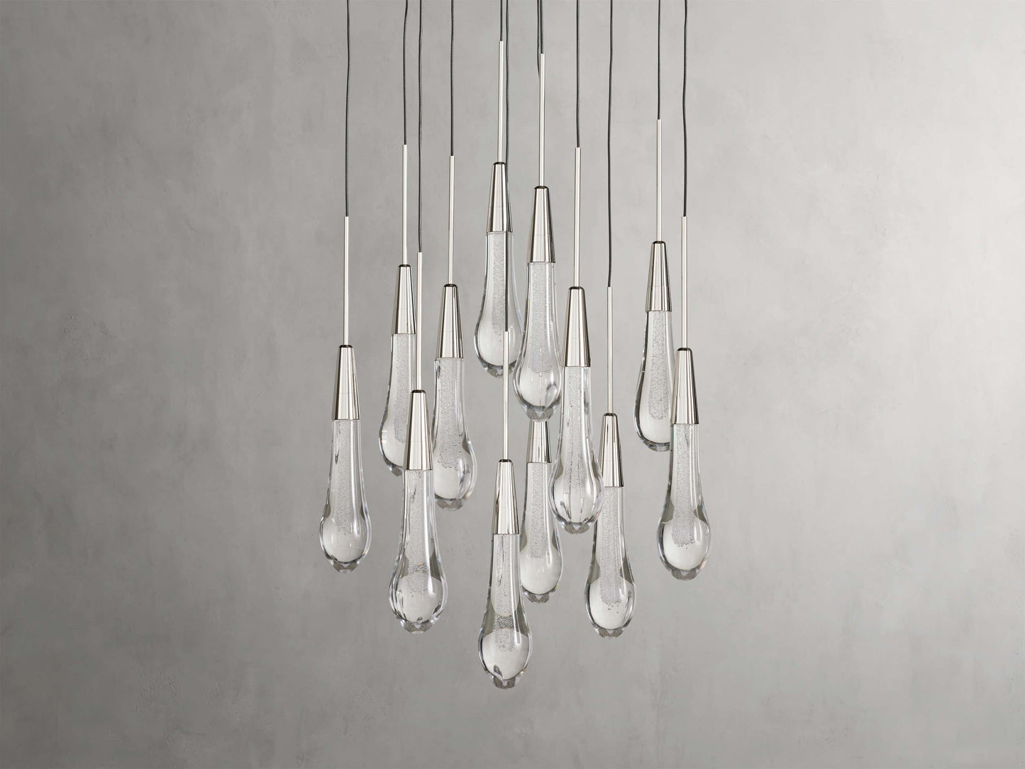 Rainfall Seeded Glass LED Chandelier