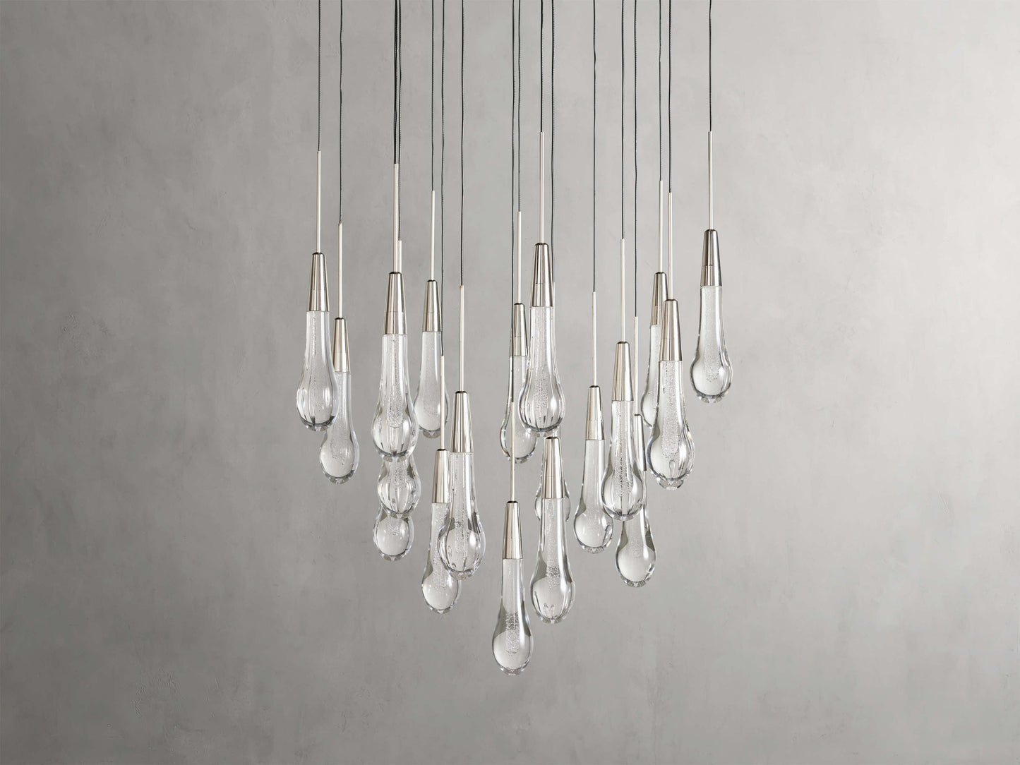Rainfall Seeded Glass LED Chandelier