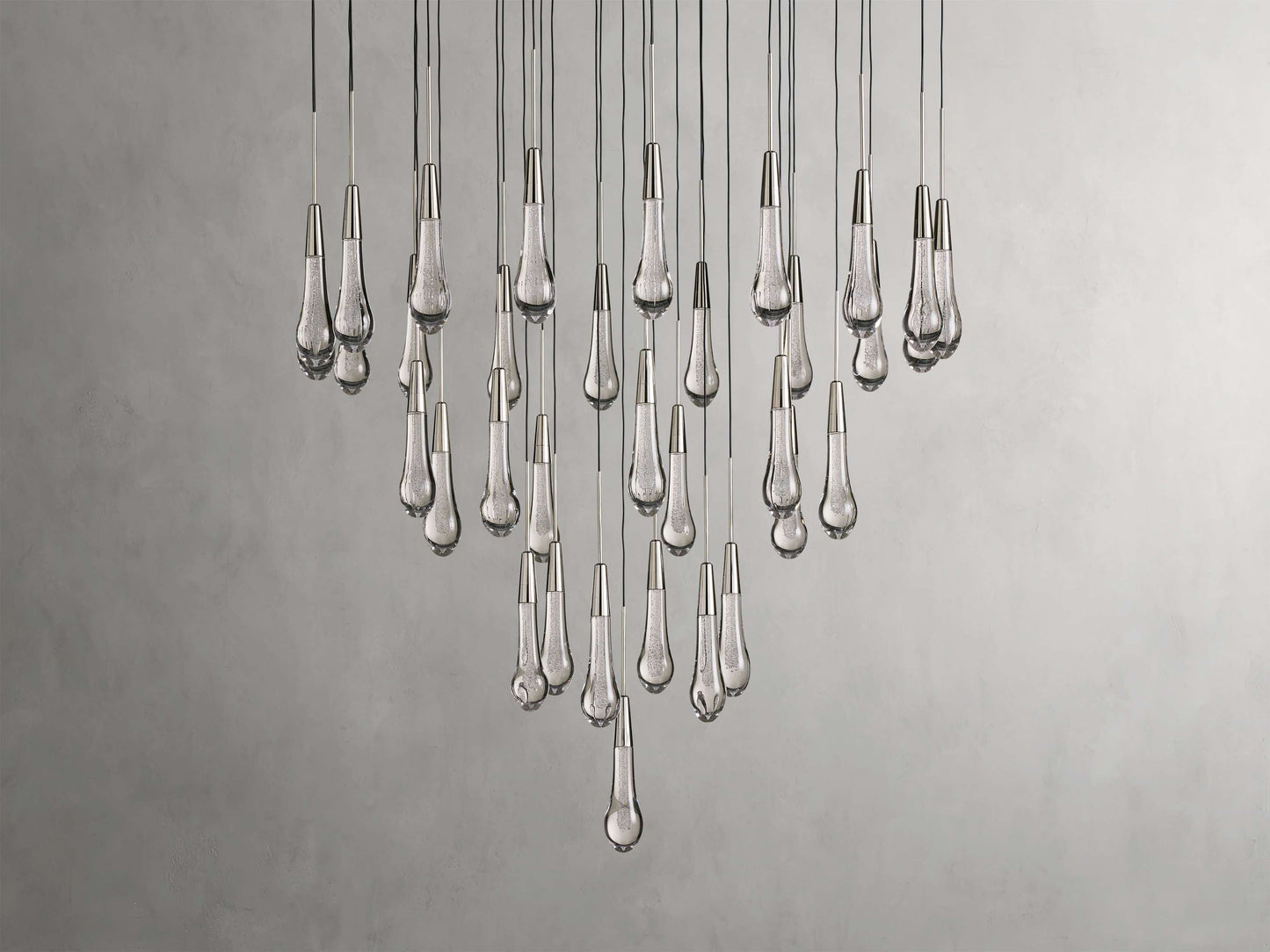 Rainfall Seeded Glass LED Chandelier