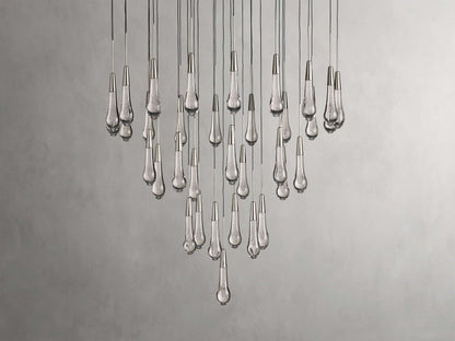 Rainfall Seeded Glass LED Chandelier