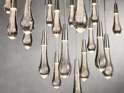 Rainfall Seeded Glass LED Chandelier