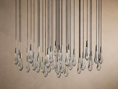 Rainfall Seeded Glass LED Chandelier