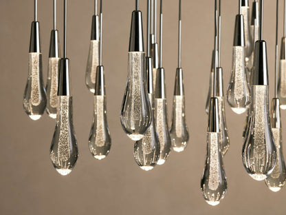 Rainfall Seeded Glass LED Chandelier