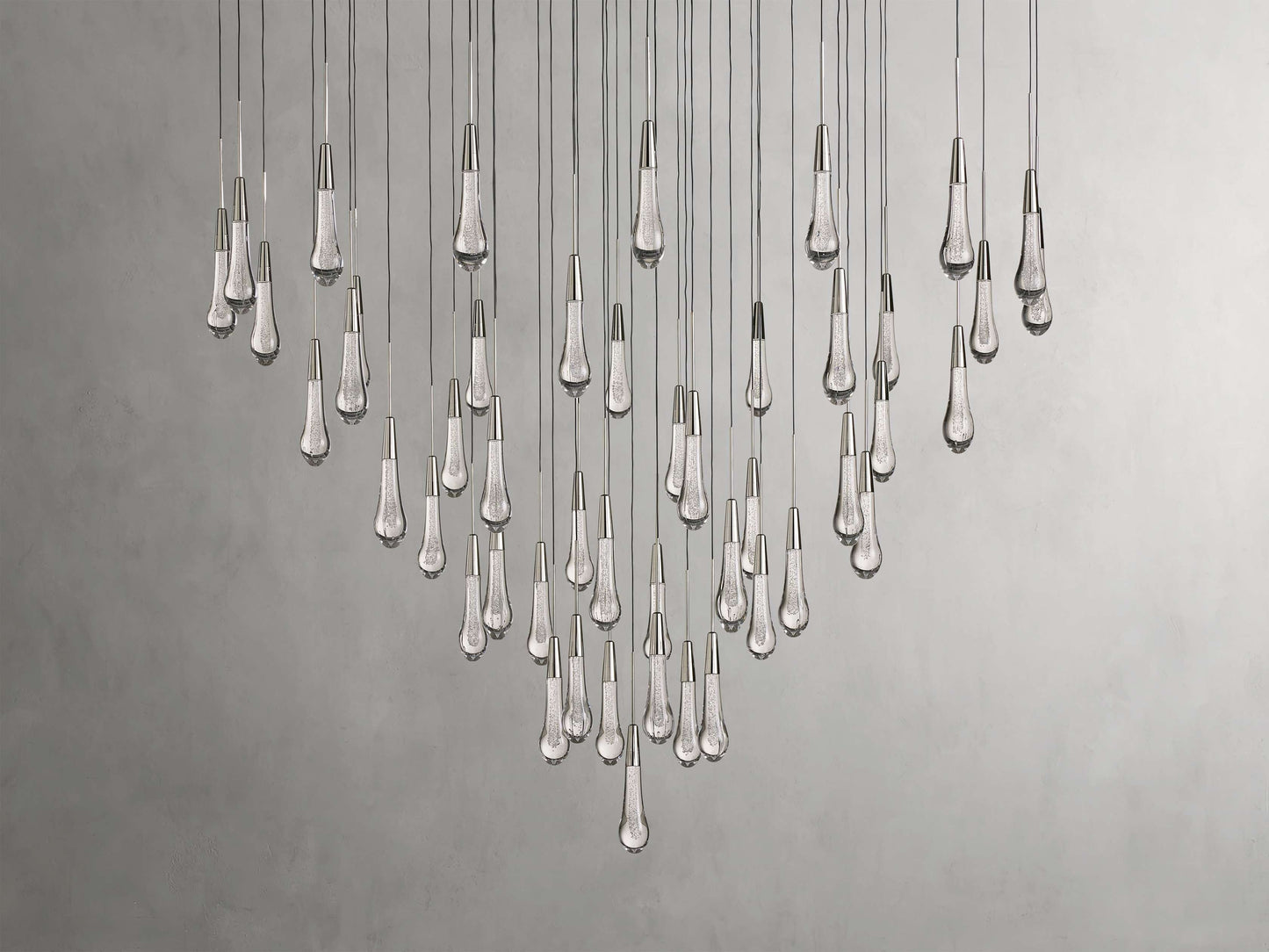 Rainfall Seeded Glass LED Chandelier