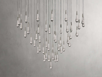 Rainfall Seeded Glass LED Chandelier